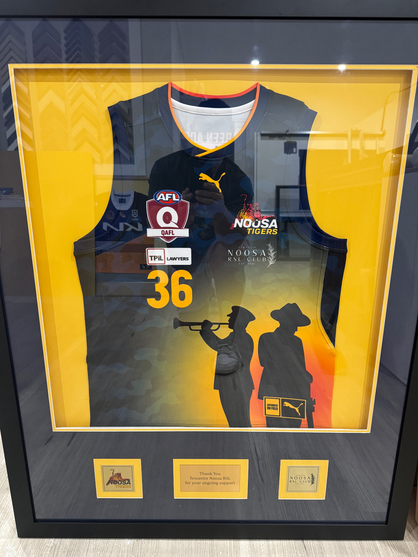Framed sports jersey memorabilia